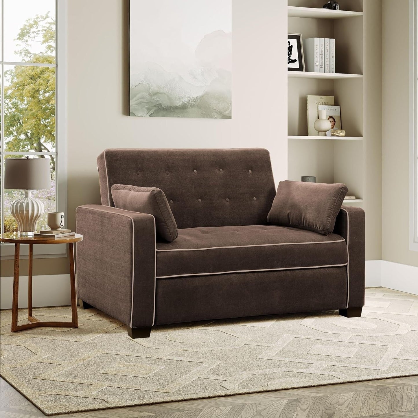 Java Queen Microfiber Loveseat with Pull-Out Sleeper - Convertible Sofa Bed for Living Room & Guest Room