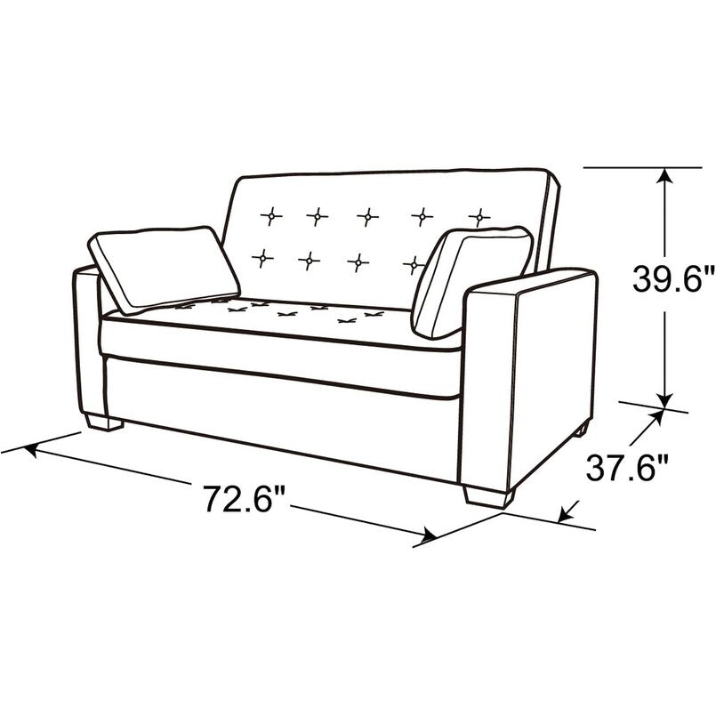 Java Queen Microfiber Loveseat with Pull-Out Sleeper - Convertible Sofa Bed for Living Room & Guest Room