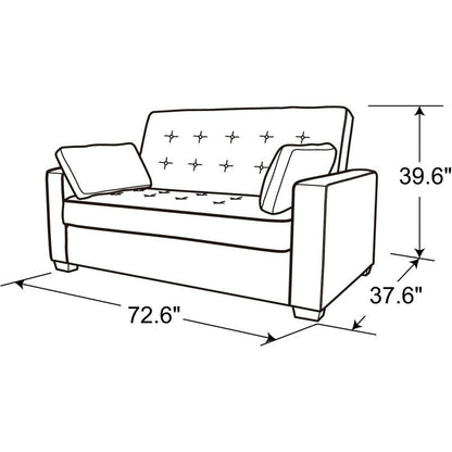 Java Queen Microfiber Loveseat with Pull-Out Sleeper - Convertible Sofa Bed for Living Room & Guest Room