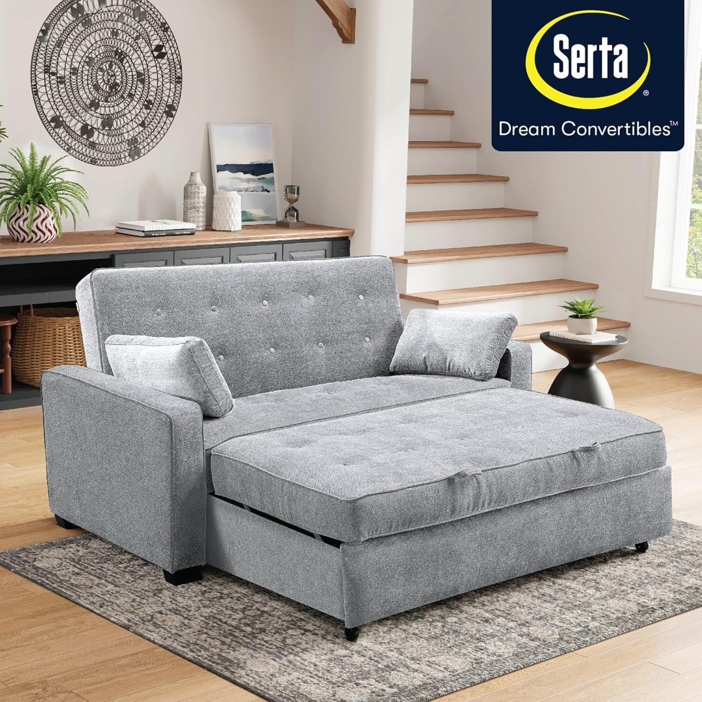 Java Queen Microfiber Loveseat with Pull-Out Sleeper - Convertible Sofa Bed for Living Room & Guest Room