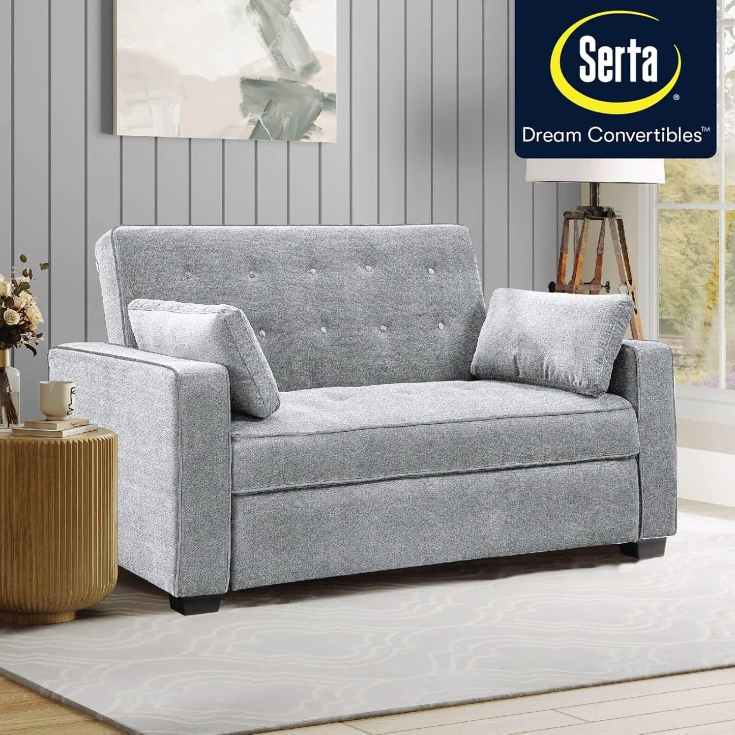 Java Queen Microfiber Loveseat with Pull-Out Sleeper - Convertible Sofa Bed for Living Room & Guest Room