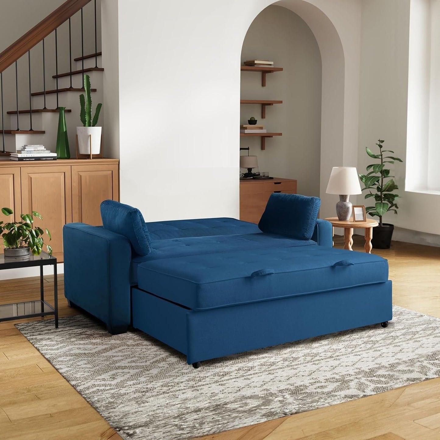 Java Queen Microfiber Loveseat with Pull-Out Sleeper - Convertible Sofa Bed for Living Room & Guest Room