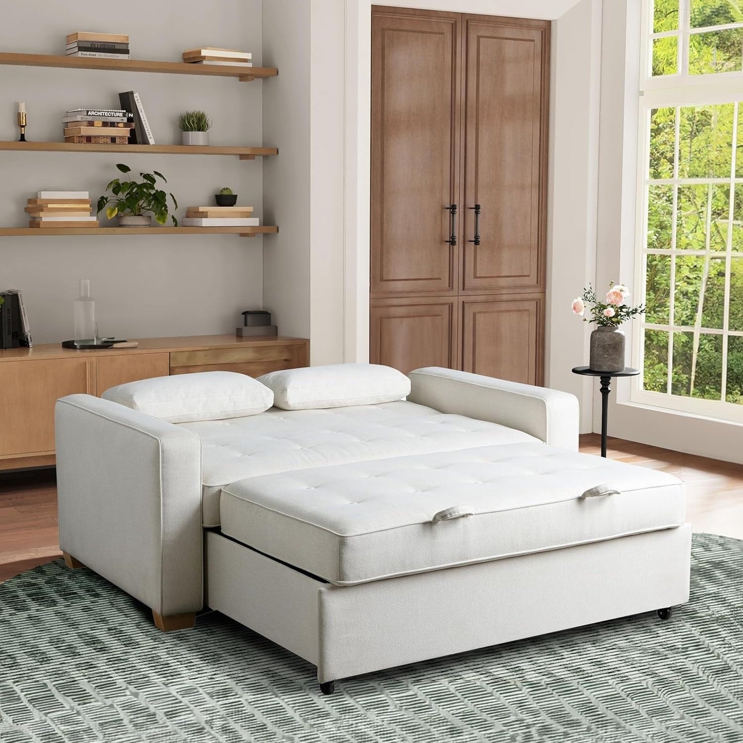 Java Queen Microfiber Loveseat with Pull-Out Sleeper - Convertible Sofa Bed for Living Room & Guest Room