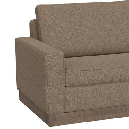 Jeni Sofa, 2 Throw Pillows, Modern 90 Inch Camel Brown Polyester Seat