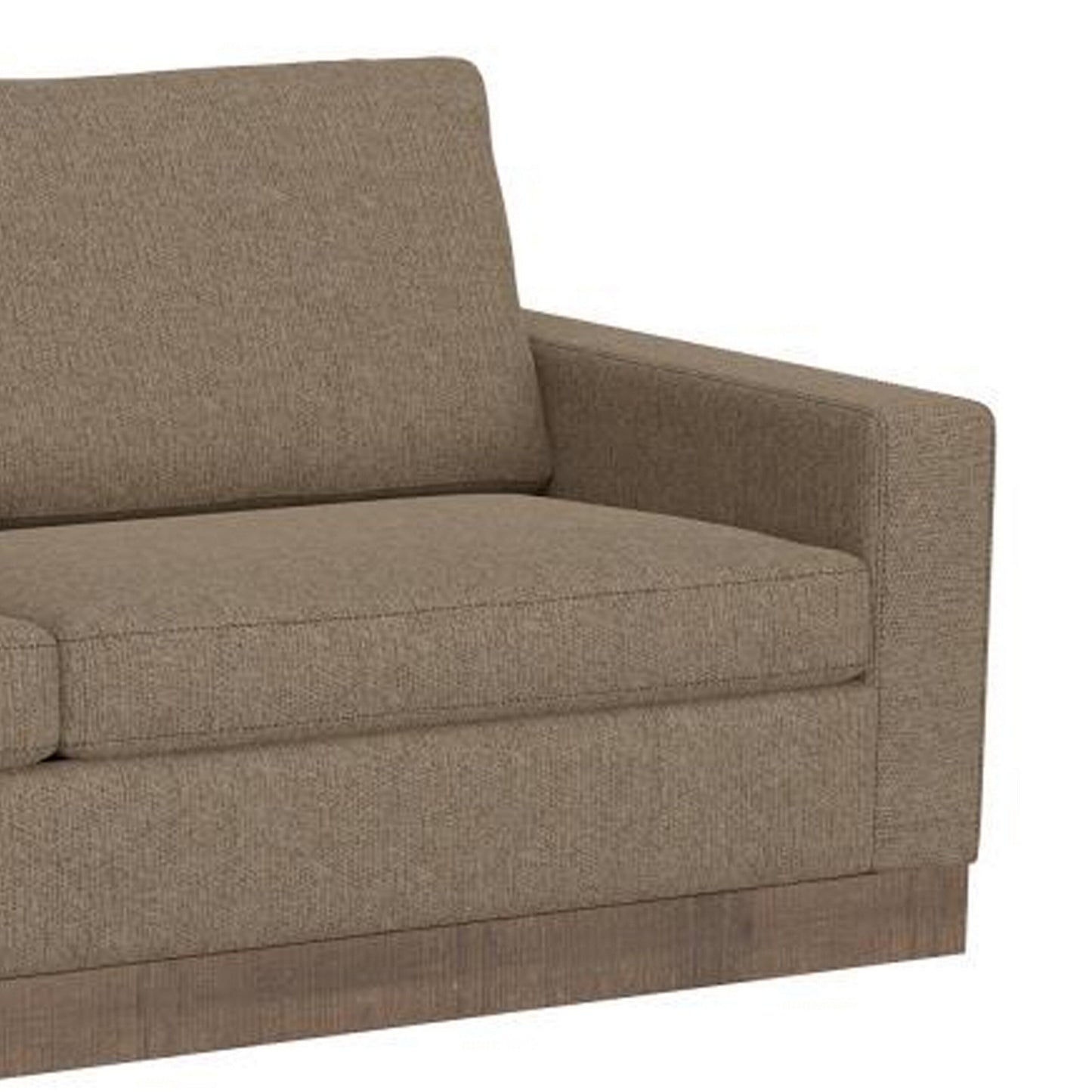 Jeni Sofa, 2 Throw Pillows, Modern 90 Inch Camel Brown Polyester Seat