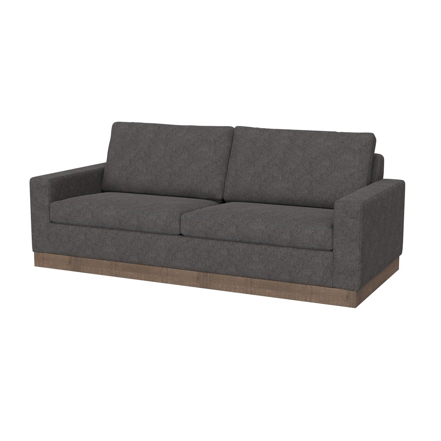 Jeni Sofa, 2 Throw Pillows, Modern 90 Inch Dark Gray Polyester Seat