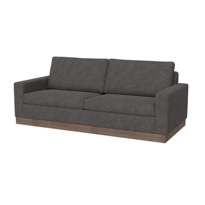 Jeni Sofa, 2 Throw Pillows, Modern 90 Inch Dark Gray Polyester Seat