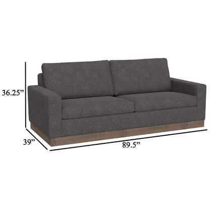 Jeni Sofa, 2 Throw Pillows, Modern 90 Inch Dark Gray Polyester Seat