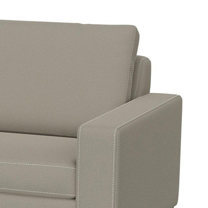 Jeni Sofa, 2 Throw Pillows, Modern 90 Inch, Almond Gray Polyester Seat