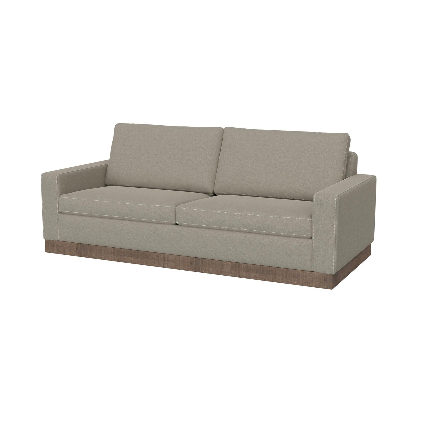 Jeni Sofa, 2 Throw Pillows, Modern 90 Inch, Almond Gray Polyester Seat