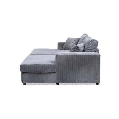 Jennifer Taylor Home Goliath 86 Oversized Double Chaise Lounge Sofa Bed, Carbon Gray Corduroy