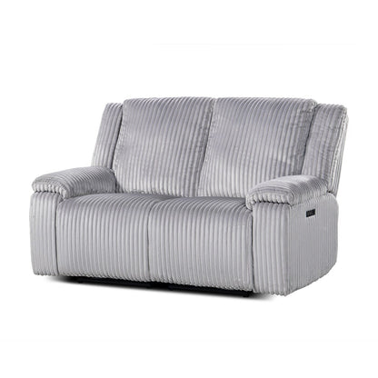 Jennifer Taylor Home Philip 62 Power Motion Recliner Loveseat Sofa, Moon Gray Corduroy