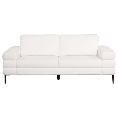 Jese Sofa, 83 Inch, Ivory White Fabric, Modern Style Track Armrests