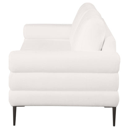 Jese Sofa, 83 Inch, Ivory White Fabric, Modern Style Track Armrests