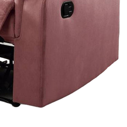 Jessy Manual Recliner Chair, Tufted Cushioned Rose Pink Velvet