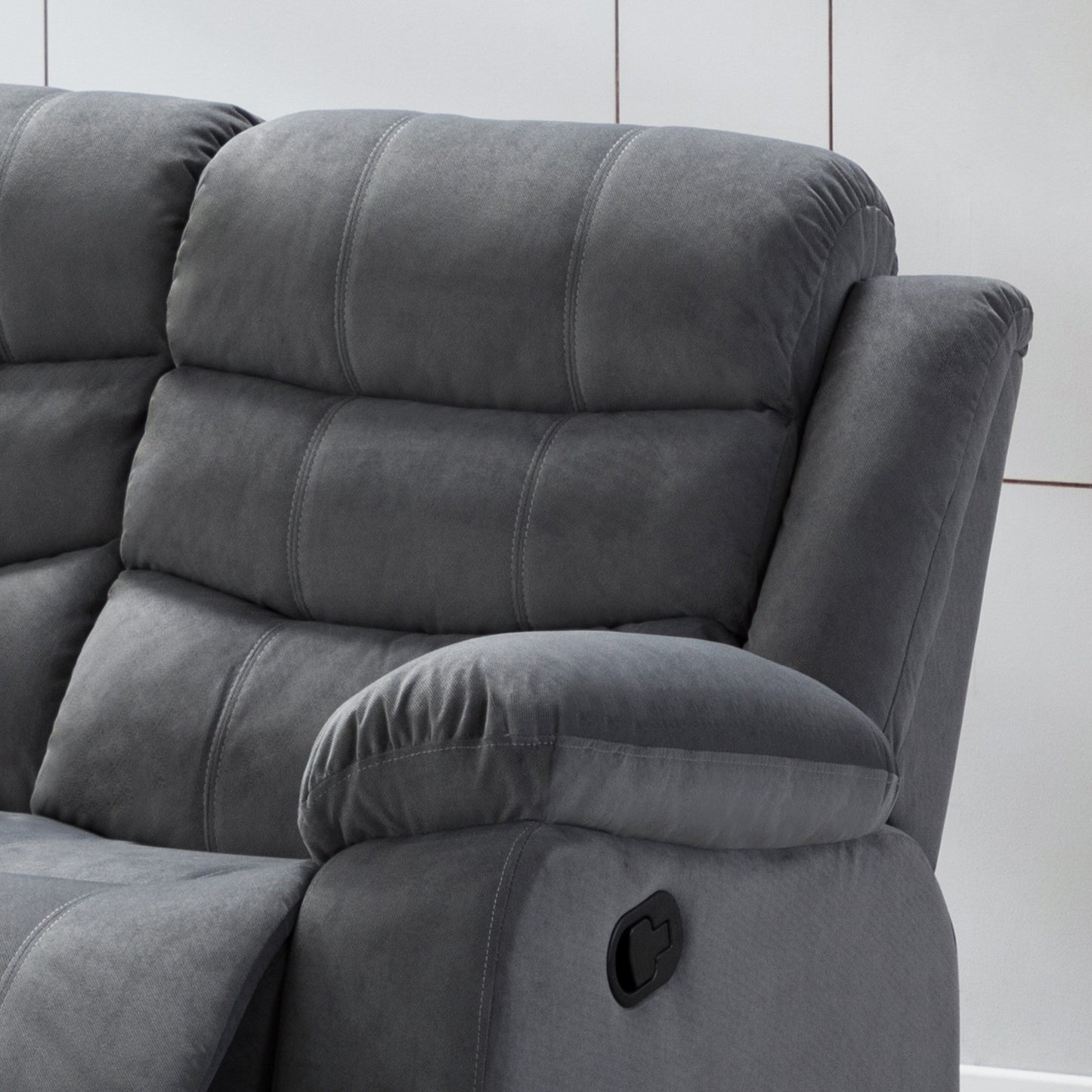 Jim Grey Upholstered Reclining Living Room Sofa