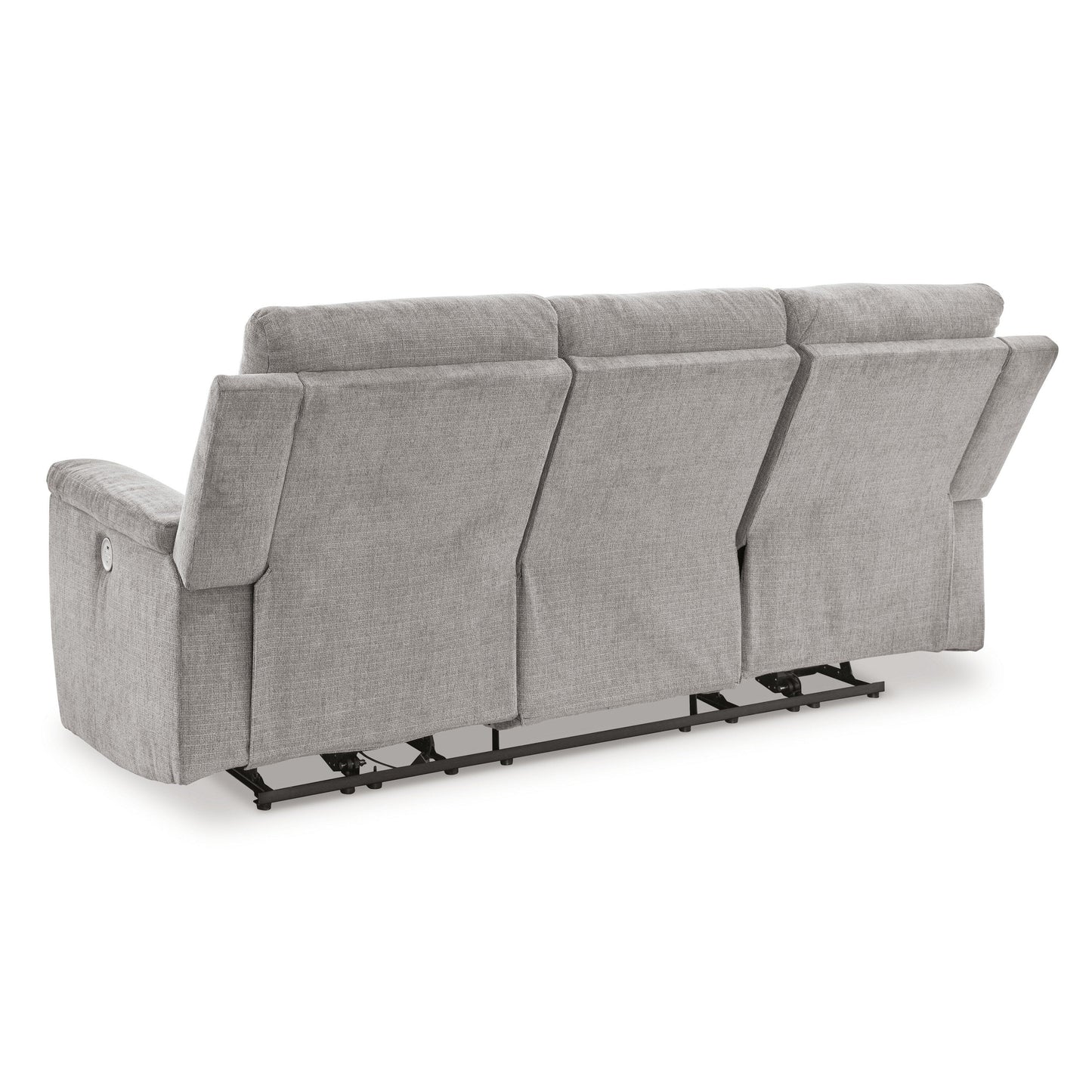 Jinu Dual Power Recliner Sofa, Gray Polyester Micro Chenille, 86 Inch