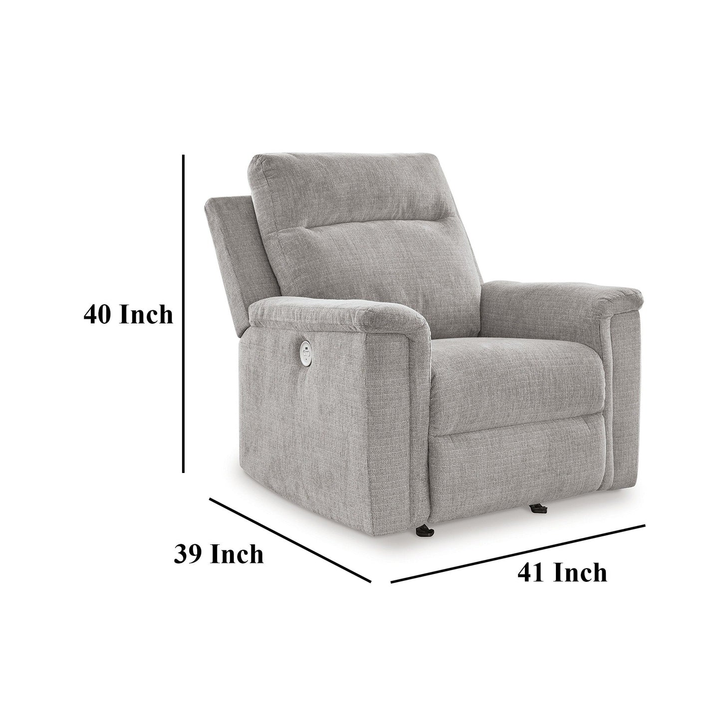 Jinu Power Recliner Rocker Chair, Ash Gray Polyester Micro Chenille