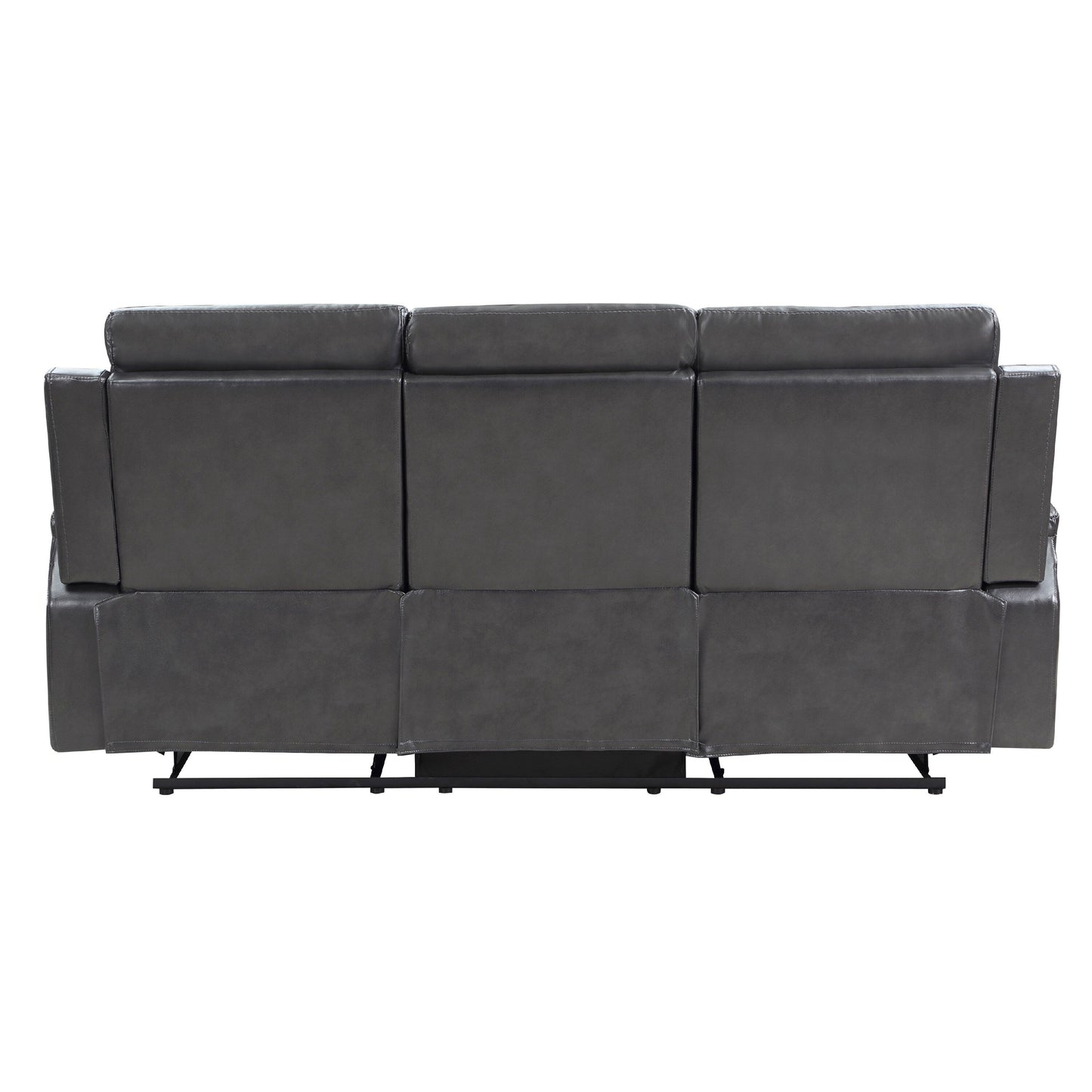 Jolo Manual Recliner Sofa, Drop Table, 82 Inch, Gray Faux Leather
