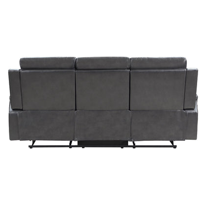 Jolo Manual Recliner Sofa, Drop Table, 82 Inch, Gray Faux Leather