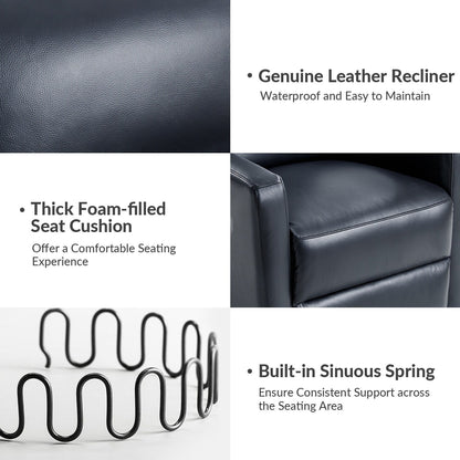 Josefa Modern Genuine Leather Swivel Rocker Recliner by Hulala Home