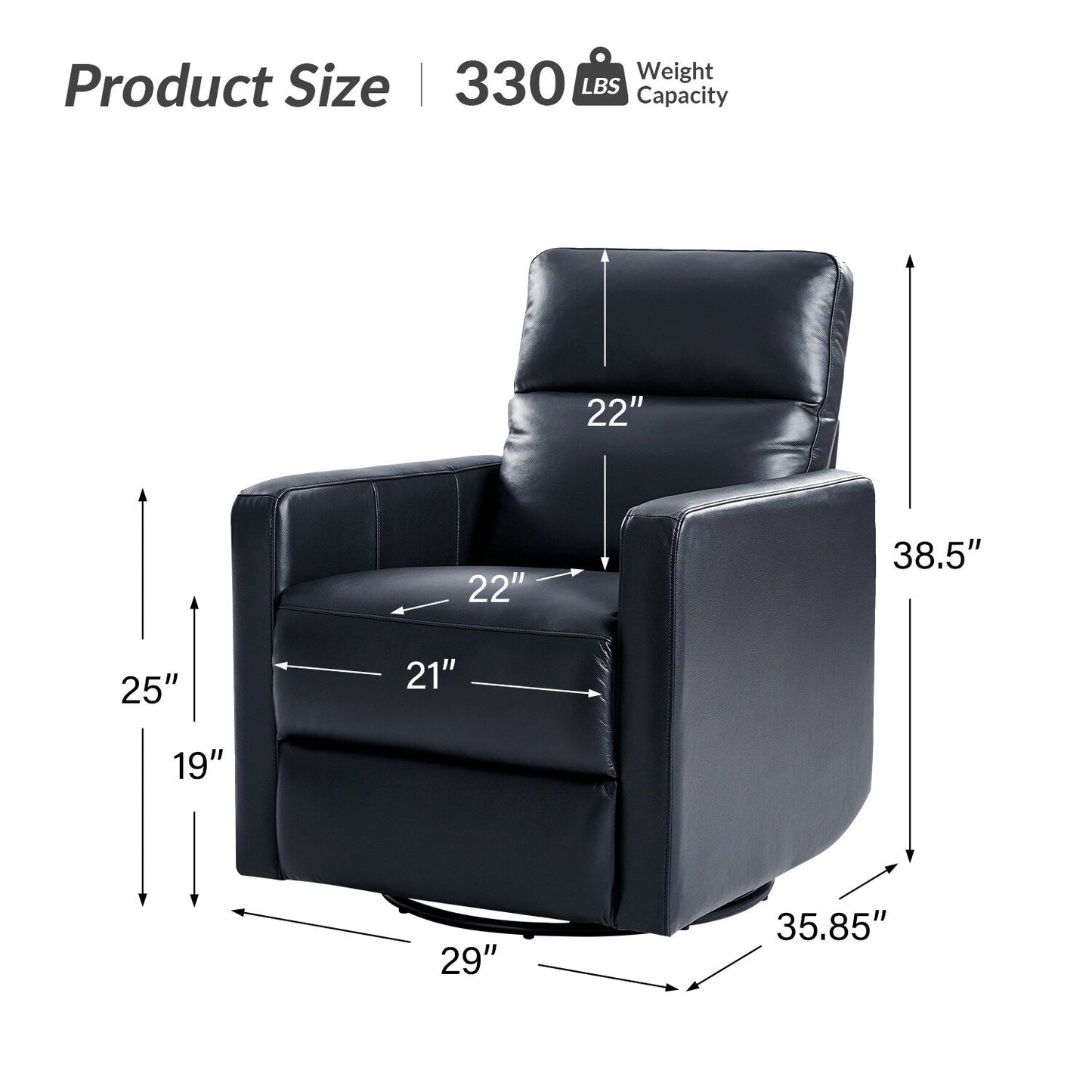 Josefa Modern Genuine Leather Swivel Rocker Recliner by Hulala Home