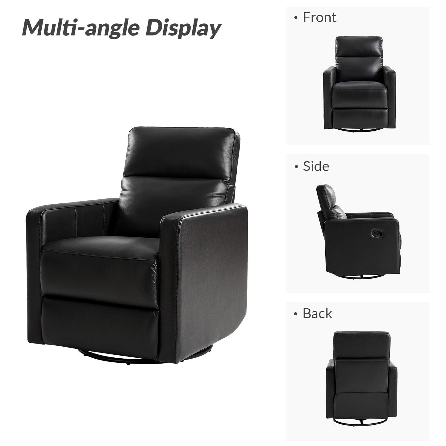 Josefa Modern Genuine Leather Swivel Rocker Recliner by Hulala Home