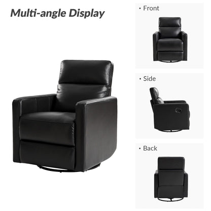 Josefa Modern Genuine Leather Swivel Rocker Recliner by Hulala Home