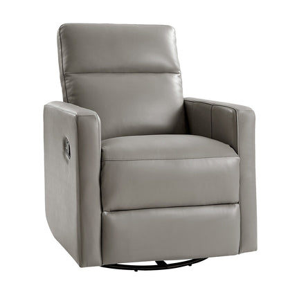 Josefa Modern Genuine Leather Swivel Rocker Recliner by Hulala Home