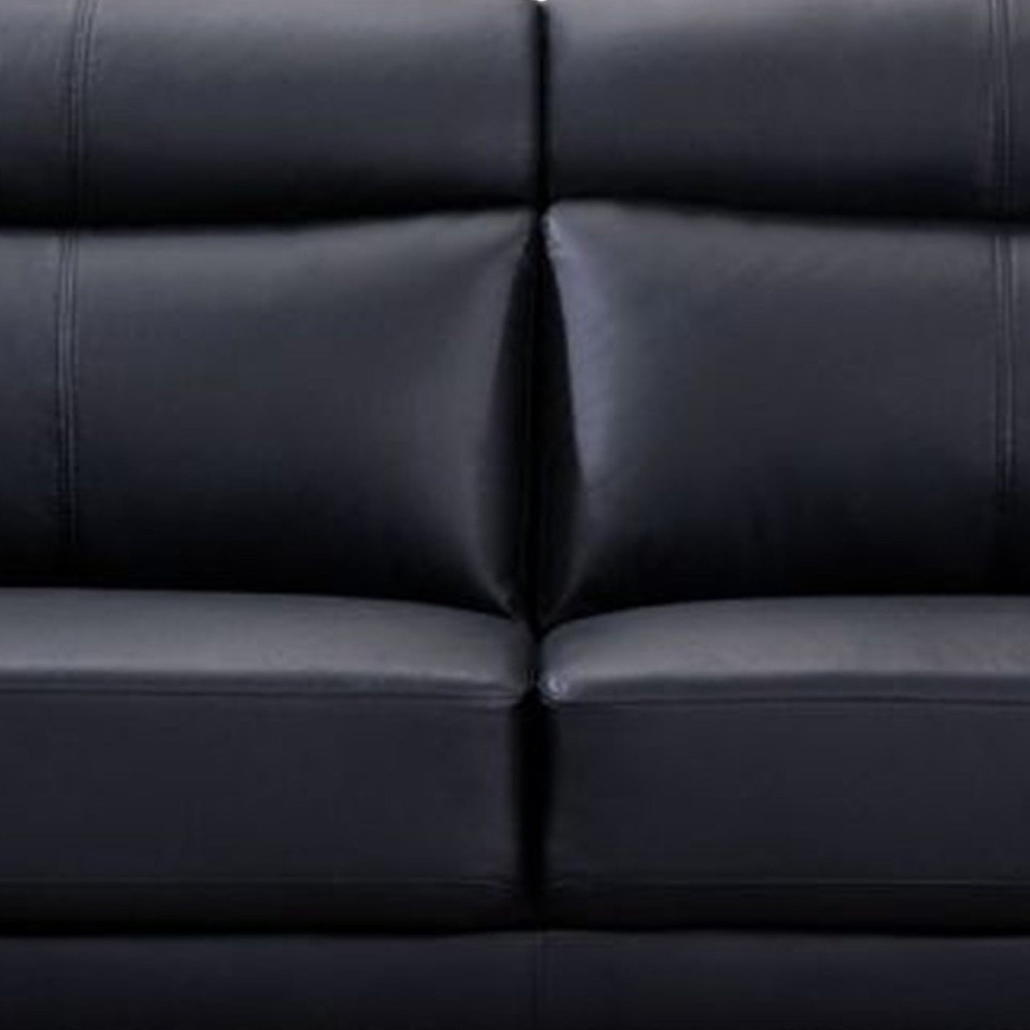 Justin Sofa, Black Top Grain Leather, Foam Cushions, Steel Legs, 80 Inch
