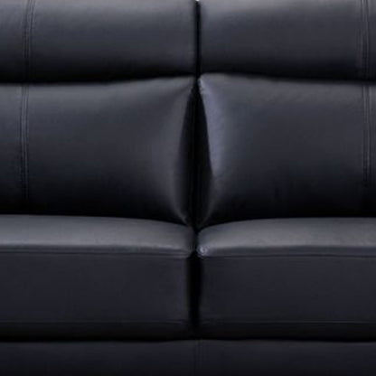 Justin Sofa, Black Top Grain Leather, Foam Cushions, Steel Legs, 80 Inch
