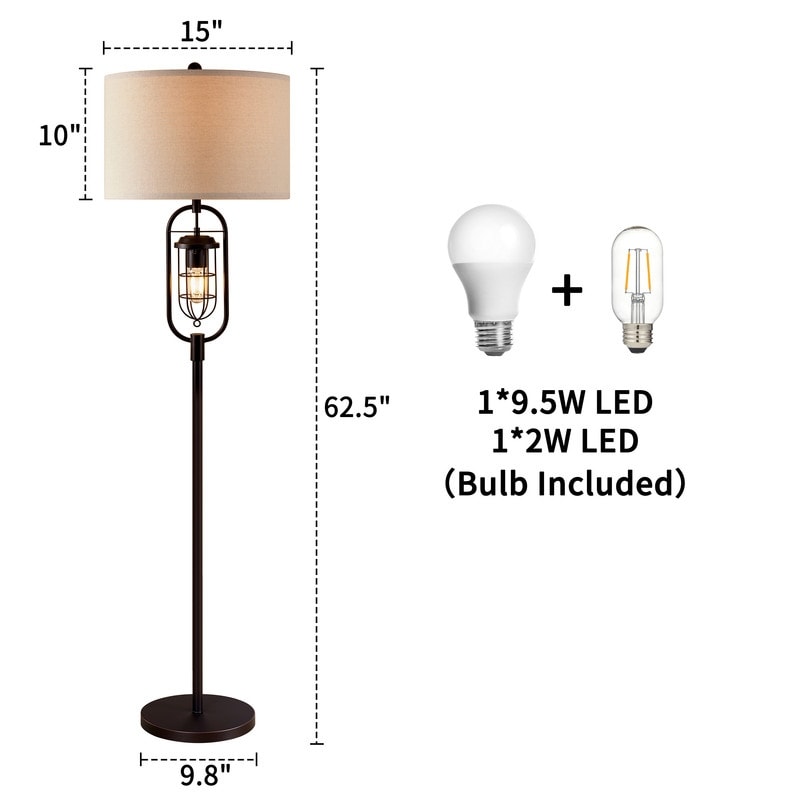 KAWOTI 62.5 inch Bronze Standard Floor Lamp with Night Light
