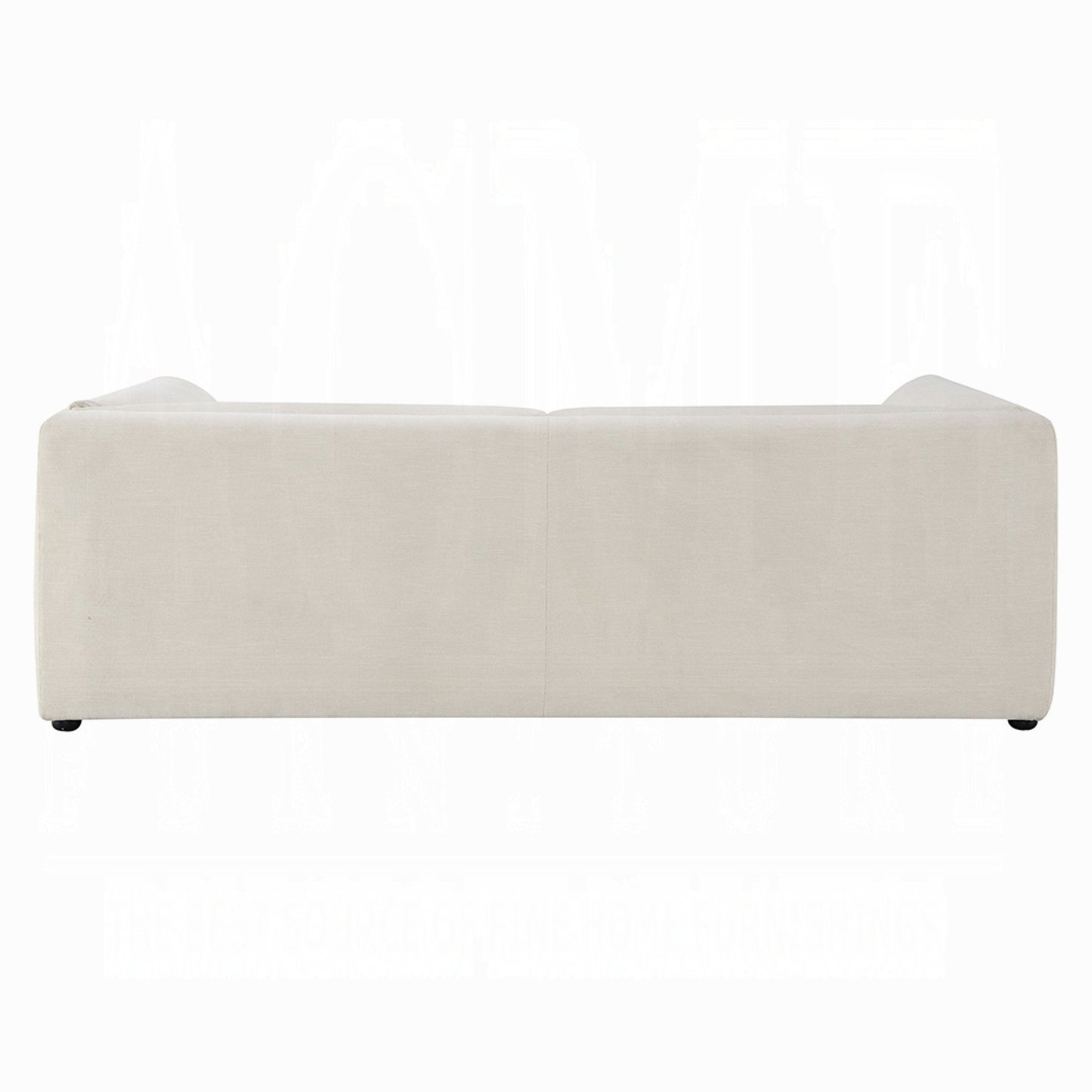 Kami Sofa, Slim Minimalist Pillow Armrests, Modern Ivory Linen 89 Inch
