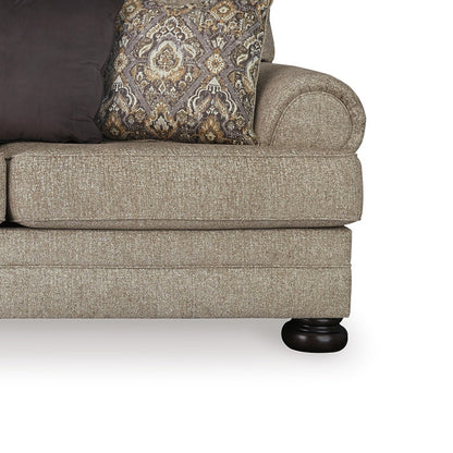 Kana Sofa, 5 Accent Throw Pillows, 100 Inch Classic Brown Polyester