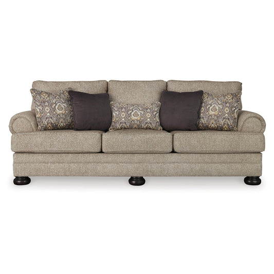 Kana Sofa, 5 Accent Throw Pillows, 100 Inch Classic Brown Polyester