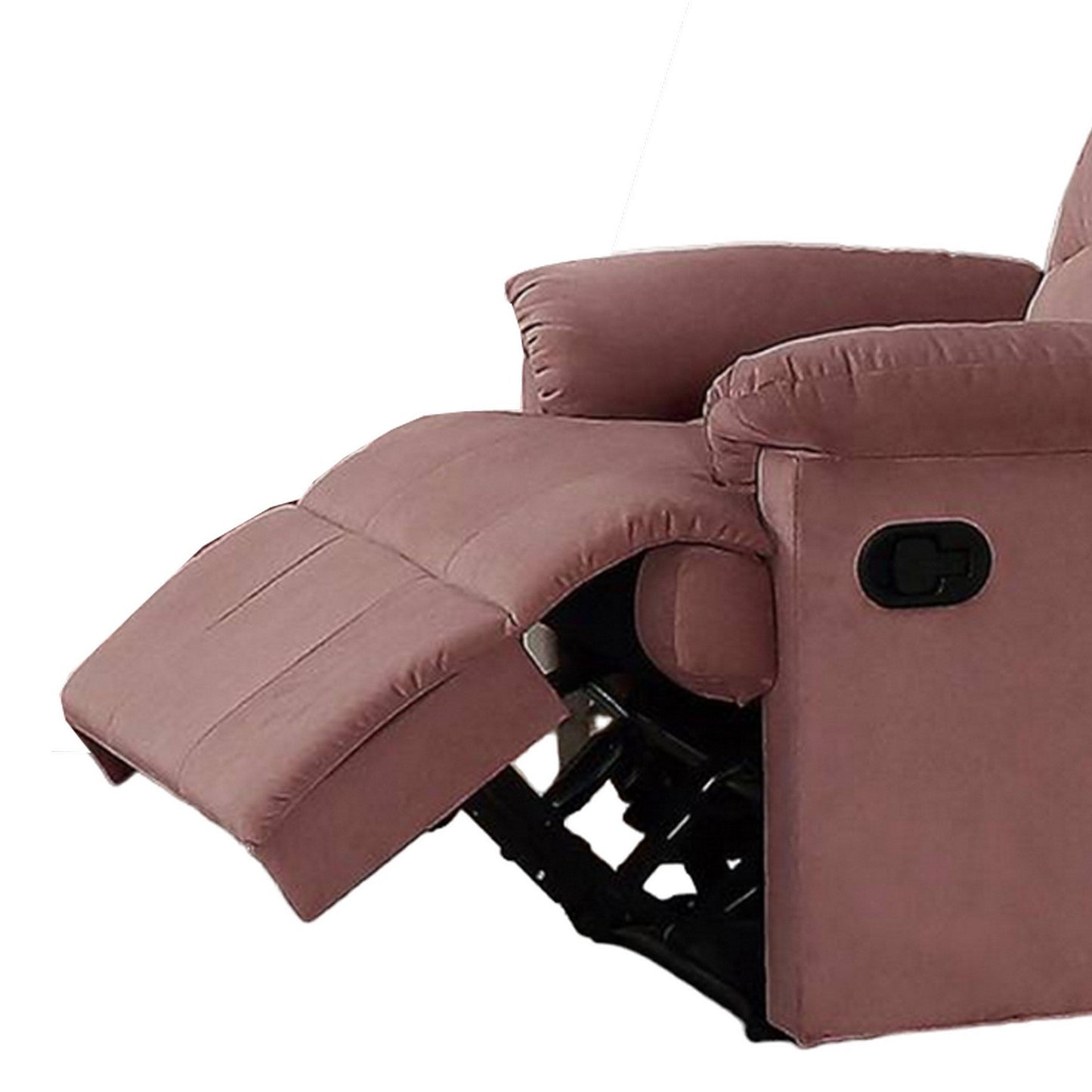 Karry Manual Recliner Chair, Cushioned Blush Pink Velvet, Solid Wood