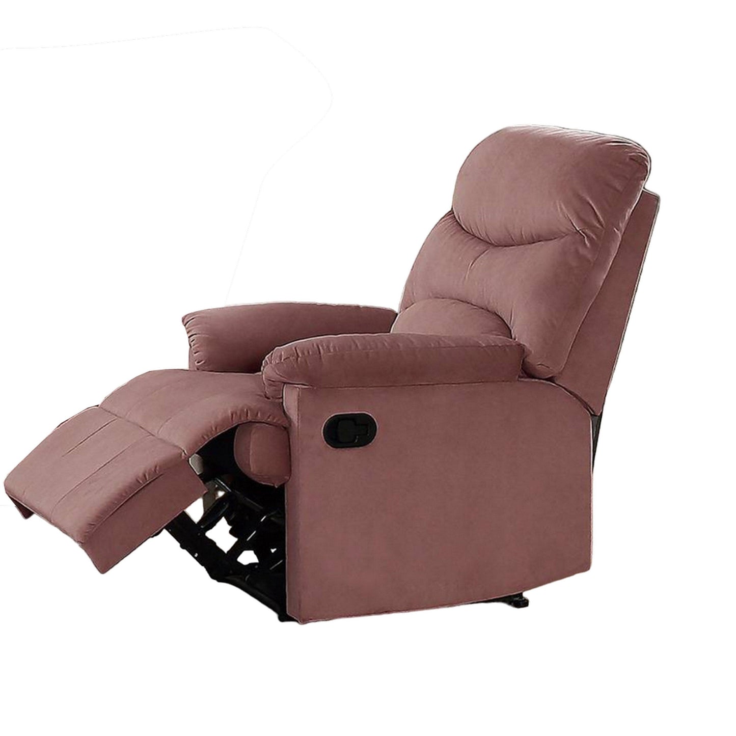 Karry Manual Recliner Chair, Cushioned Blush Pink Velvet, Solid Wood