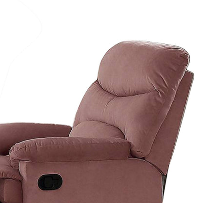 Karry Manual Recliner Chair, Cushioned Blush Pink Velvet, Solid Wood