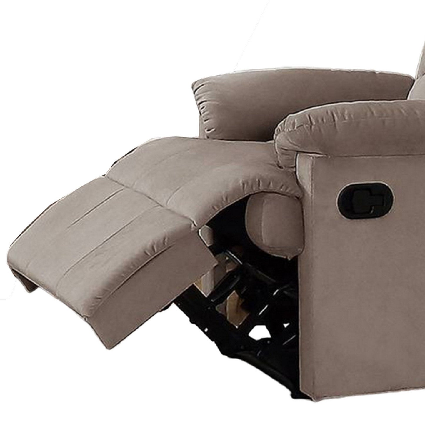 Karry Manual Recliner Chair, Plush Light Brown Velvet, Solid Wood