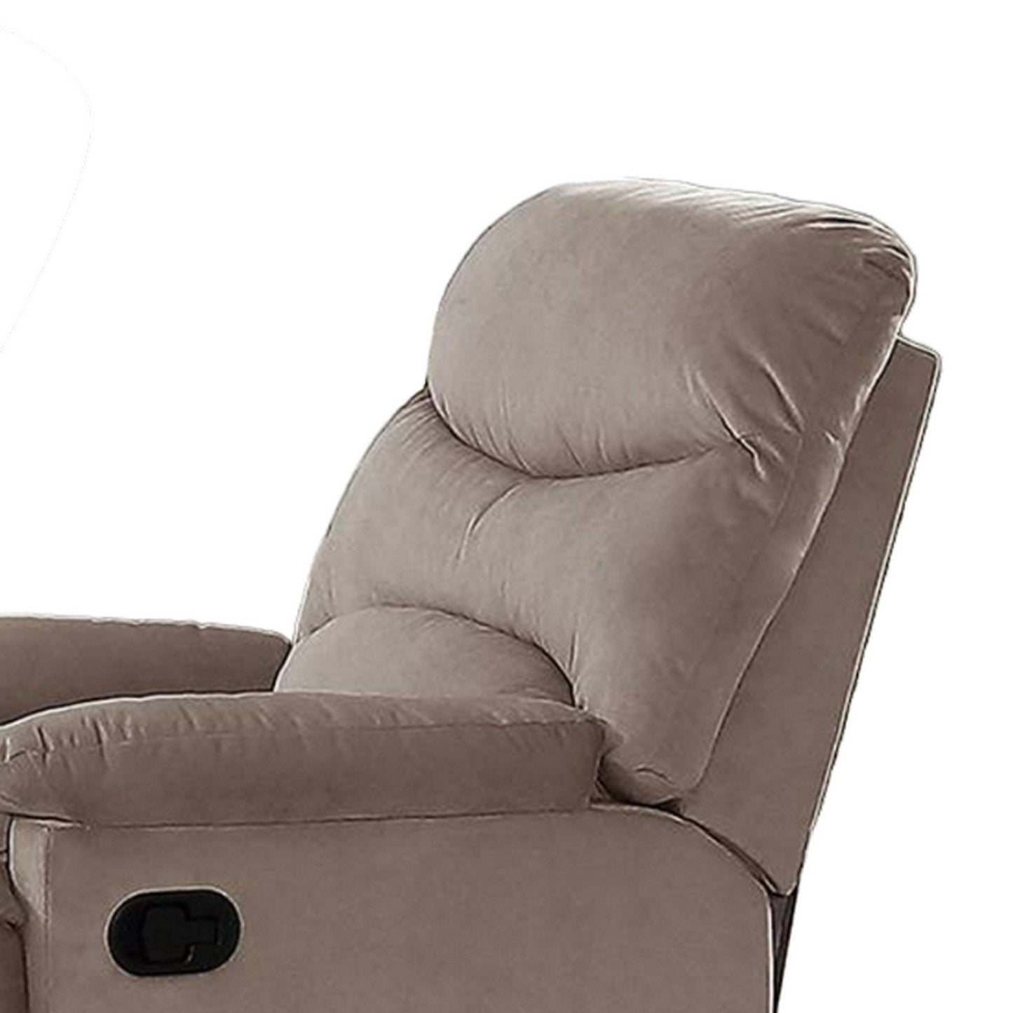 Karry Manual Recliner Chair, Plush Light Brown Velvet, Solid Wood