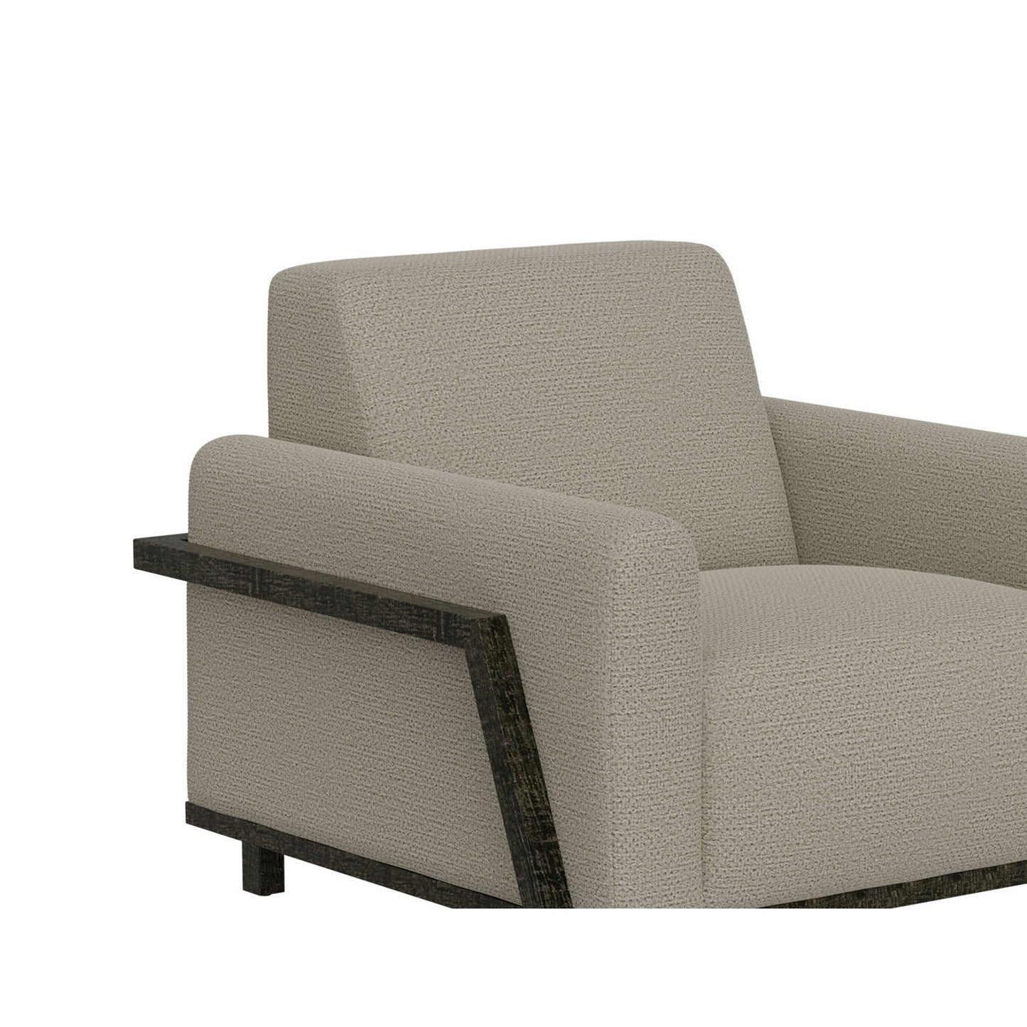 Kelly Sofa, Almond Gray Polyester, 2 Throw Pillows, Solid Wood, 91 Inch