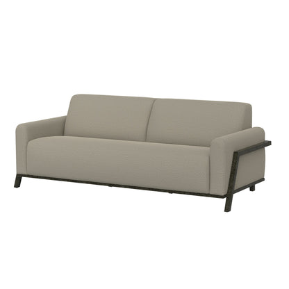 Kelly Sofa, Almond Gray Polyester, 2 Throw Pillows, Solid Wood, 91 Inch