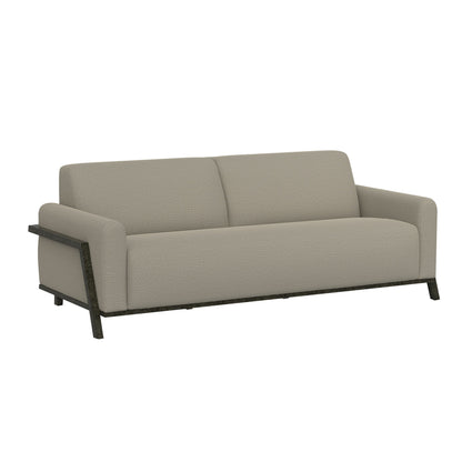 Kelly Sofa, Almond Gray Polyester, 2 Throw Pillows, Solid Wood, 91 Inch