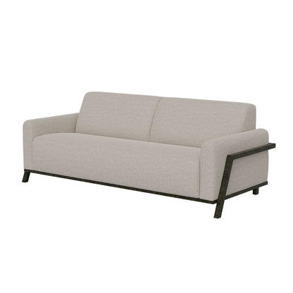 Kelly Sofa, Beige Polyester, 2 Throw Pillows, Solid Pine Wood, 91 Inch