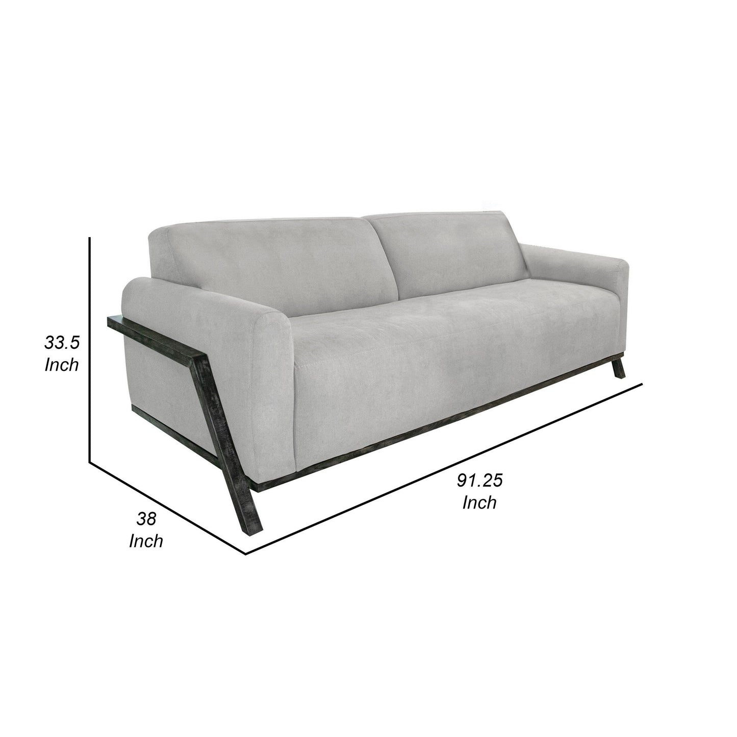 Kelly Sofa, Beige Polyester, 2 Throw Pillows, Solid Pine Wood, 91 Inch