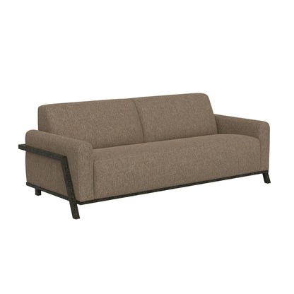 Kelly Sofa, Light Brown Polyester, 2 Throw Pillows, Solid Wood, 91 Inch