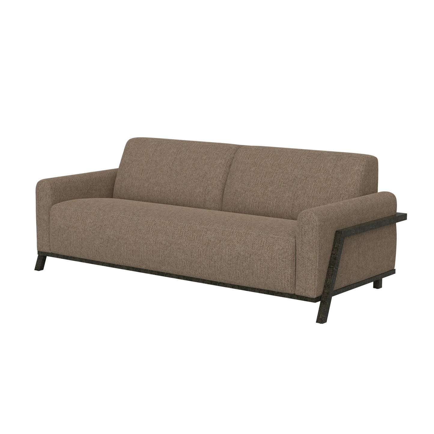 Kelly Sofa, Light Brown Polyester, 2 Throw Pillows, Solid Wood, 91 Inch