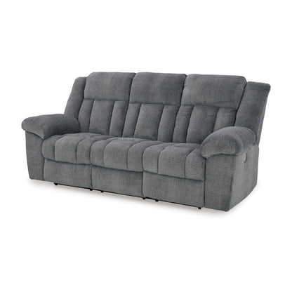 Kendy Power Recliner Sofa, Adjustable Headrest, Gray Polyester 91 Inch