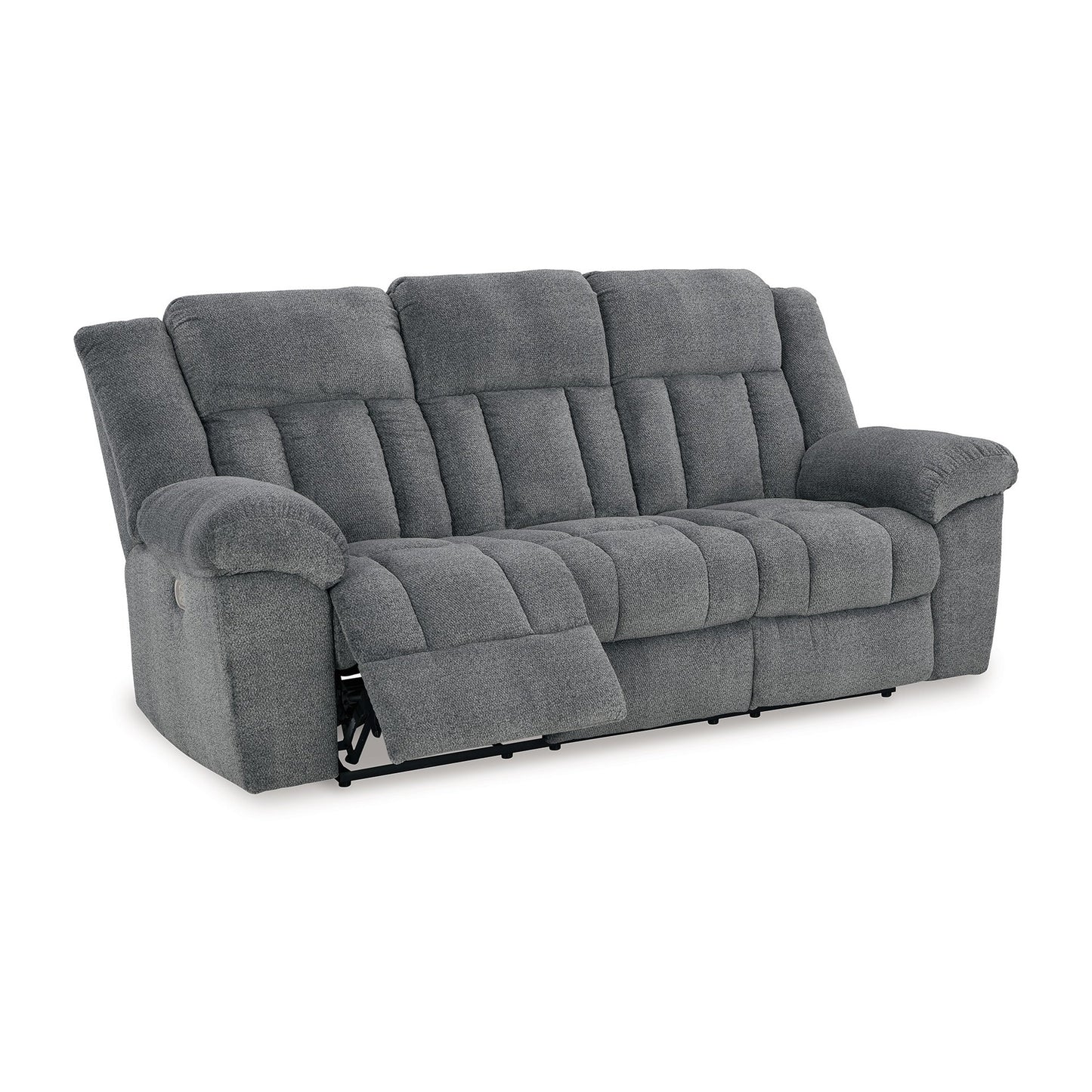 Kendy Power Recliner Sofa, Adjustable Headrest, Gray Polyester 91 Inch