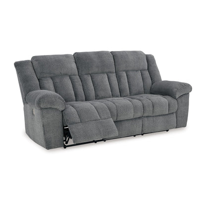 Kendy Power Recliner Sofa, Adjustable Headrest, Gray Polyester 91 Inch